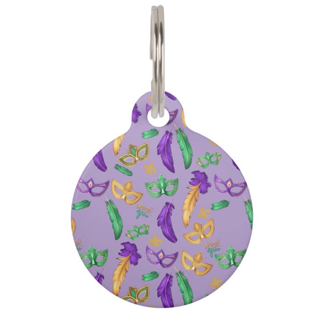 Kleurrijke Mardi Gras patterned Huisdierpenning (Voorkant)