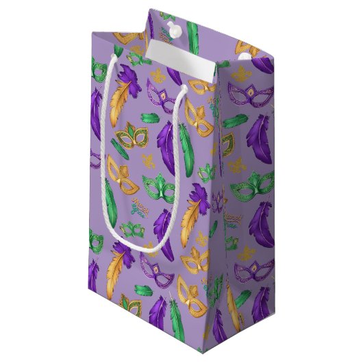 Kleurrijke Mardi Gras patterned Klein Cadeauzakje (Voorkant Gekanteld)