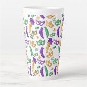 Kleurrijke Mardi Gras patterned Latte Mok (Voorkant)