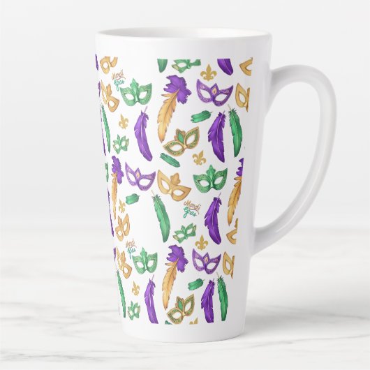 Kleurrijke Mardi Gras patterned Latte Mok (Rechts)
