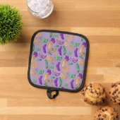 Kleurrijke Mardi Gras patterned Pannenlap (Top down)