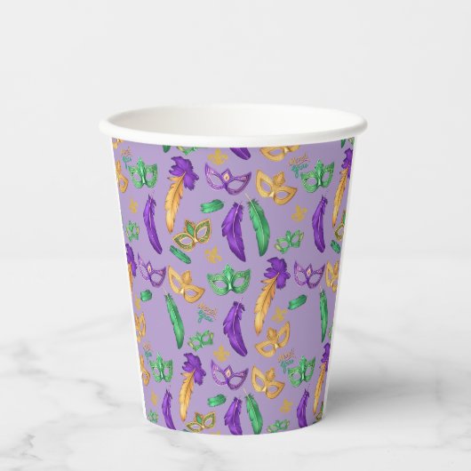 Kleurrijke Mardi Gras patterned Papieren Bekers (Voorkant)
