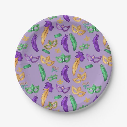 Kleurrijke Mardi Gras patterned Papieren Bordje (Voorkant)