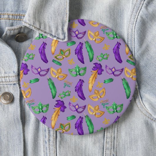 Kleurrijke Mardi Gras patterned Ronde Button 6,0 Cm (In situ)