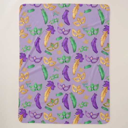 Kleurrijke Mardi Gras patterned Sherpa Deken (Voorkant)