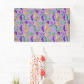 Kleurrijke Mardi Gras patterned Spandoek (Insitu)