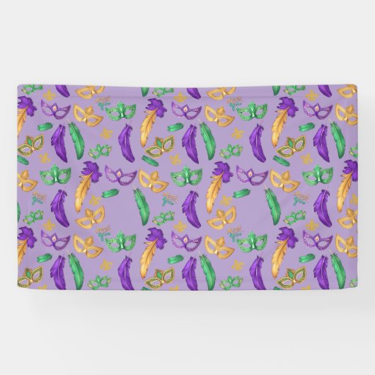 Kleurrijke Mardi Gras patterned Spandoek (Horizontaal)