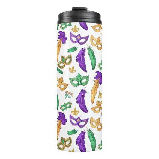 Kleurrijke Mardi Gras patterned Thermosbeker (Voorkant)
