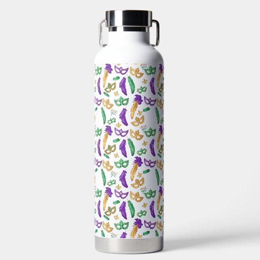 Kleurrijke Mardi Gras patterned Waterfles (Voorkant)