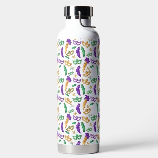 Kleurrijke Mardi Gras patterned Waterfles (Links)