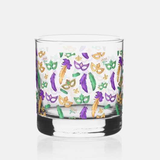 Kleurrijke Mardi Gras patterned Whisky Glas (Voorkant)