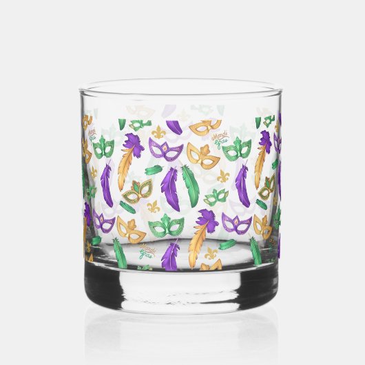Kleurrijke Mardi Gras patterned Whisky Glas (Achterkant)