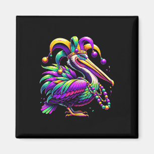 Kleurrijke Mardi Gras Pelican Louisiana Jester Pet Magneet