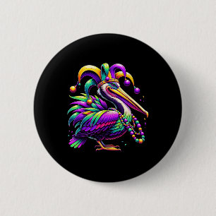 Kleurrijke Mardi Gras Pelican Louisiana Jester Pet Ronde Button 5,7 Cm