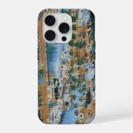 Kleurrijke marina muurkunst kusthaven boten iPhone 15 pro case