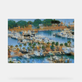 Kleurrijke Marina Muurkunst Kusthavenboten Acryl Bord