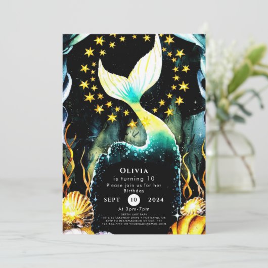 Kleurrijke Marine Zeemeermin Verjaardag Kaart (Staand voorkant)