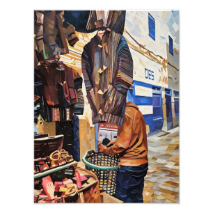 Kleurrijke marktscène met Abstracte kunst Foto Afdruk