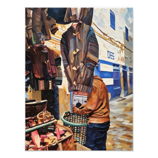Kleurrijke marktscène met Abstracte kunst Foto Afdruk