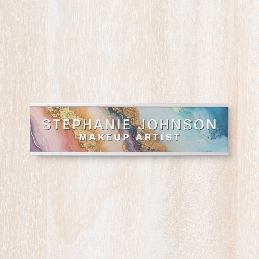 Kleurrijke Marmeren Agaat Gouden Folie Custom Mode Deurbordje (Voorkant)