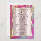 Kleurrijke marmeren glitters trouw jubileum kaart (Voorkant)