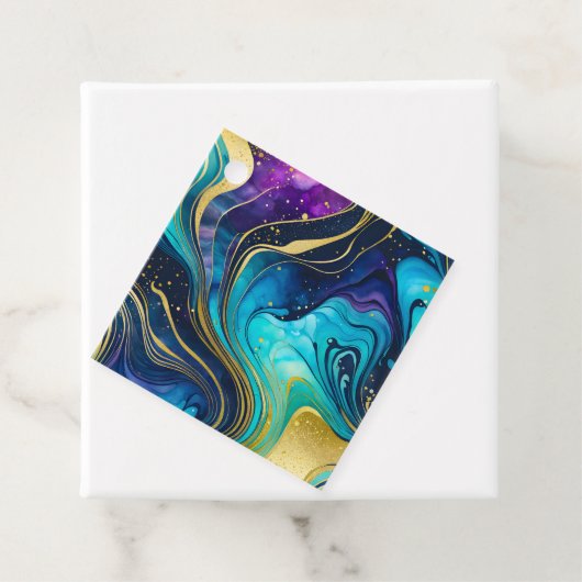 Kleurrijke Marmeren Inkt Art Gift Labels (In situ)