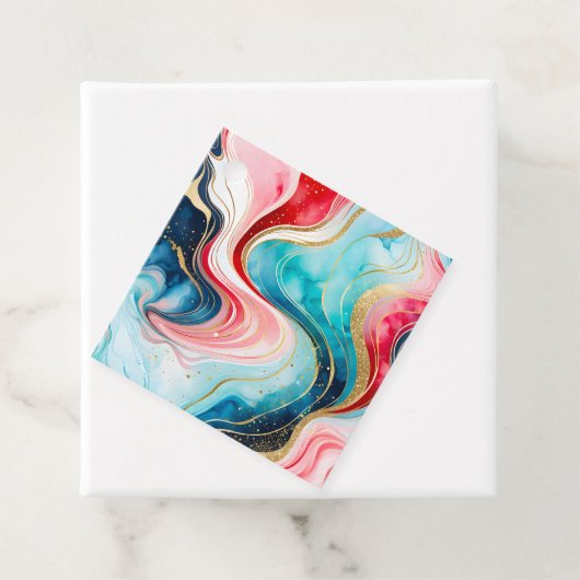 Kleurrijke Marmeren Inkt Art Gift Labels (In situ)