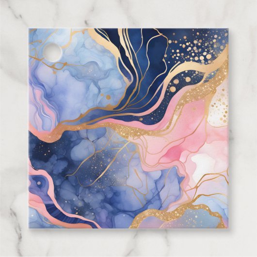 Kleurrijke Marmeren Inkt Art Gift Labels (Voorkant)