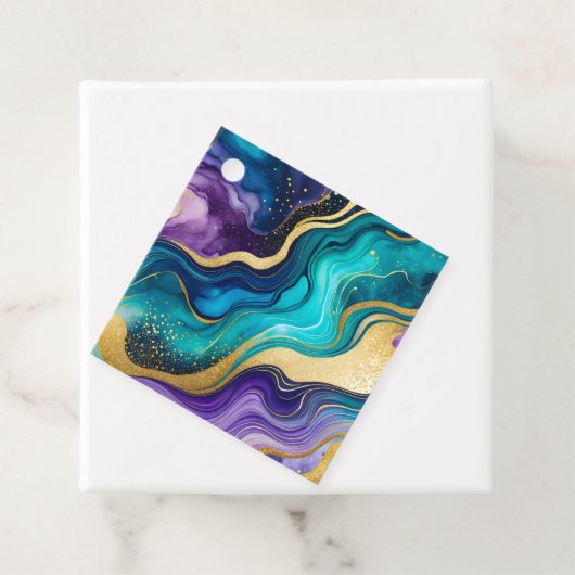 Kleurrijke Marmeren Inkt Art Gift Labels (In situ)