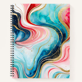 Kleurrijke Marmeren Inkt Art Spiral Notitieboek