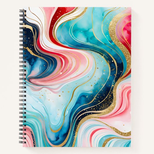 Kleurrijke Marmeren Inkt Art Spiral Notitieboek (Voorkant)