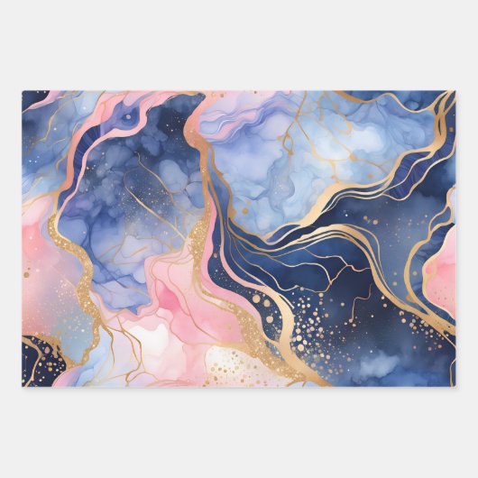 Kleurrijke Marmeren Inkt Art Wrapping Paper Sheets (Voorkant)