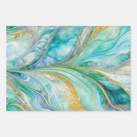 Kleurrijke Marmeren Inkt Art Wrapping Paper Sheets (Voorkant)