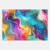 Kleurrijke Marmeren Inkt Art Wrapping Paper Sheets (Voorkant 3)
