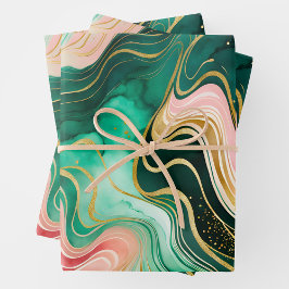 Kleurrijke Marmeren Inkt Art Wrapping Paper Sheets