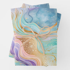 Kleurrijke Marmeren Inkt Art Wrapping Paper Sheets