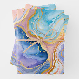 Kleurrijke Marmeren Inkt Art Wrapping Paper Sheets