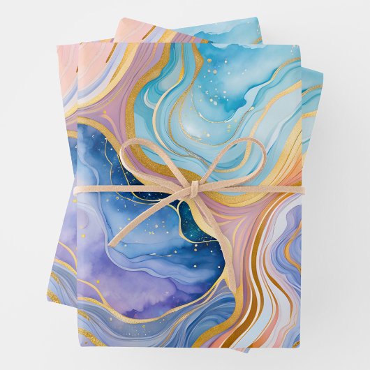 Kleurrijke Marmeren Inkt Art Wrapping Paper Sheets