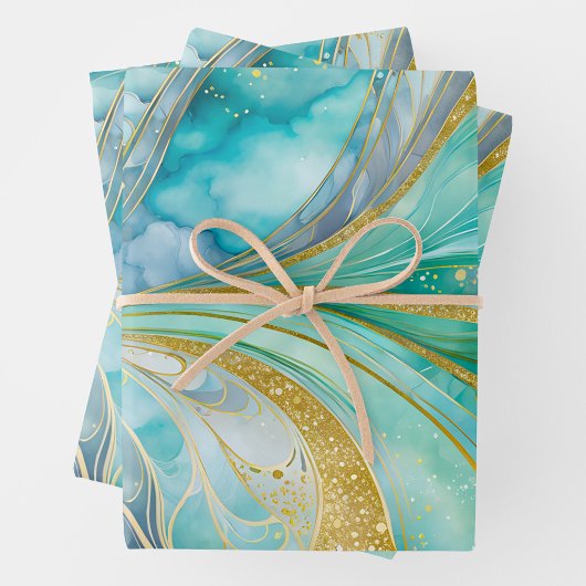 Kleurrijke Marmeren Inkt Art Wrapping Paper Sheets