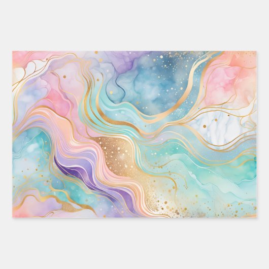 Kleurrijke Marmeren Inkt Art Wrapping Paper Sheets (Voorkant 2)