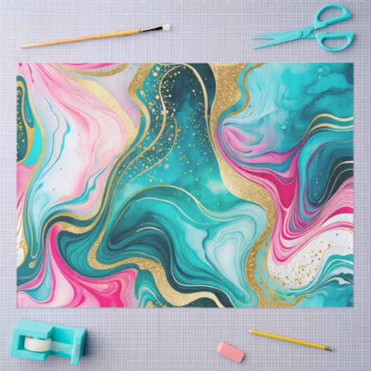 Kleurrijke marmeren inkt kunst weefsel papier (Craft)