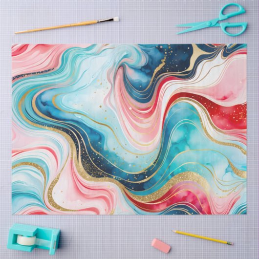 Kleurrijke marmeren inkt kunst weefsel papier (Craft)