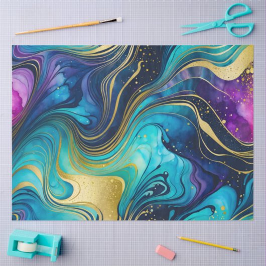 Kleurrijke marmeren inkt kunst weefsel papier (Craft)