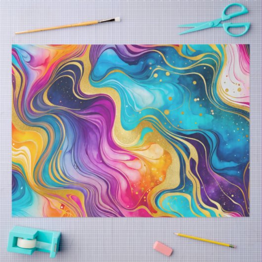 Kleurrijke marmeren inkt kunst weefsel papier (Craft)