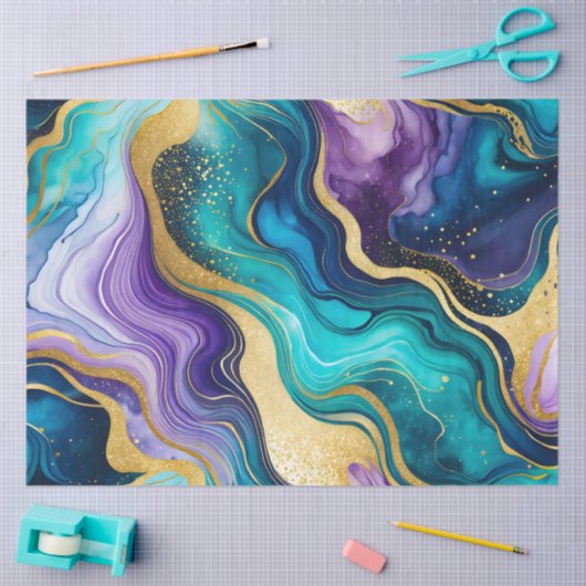 Kleurrijke marmeren inkt kunst weefsel papier (Craft)