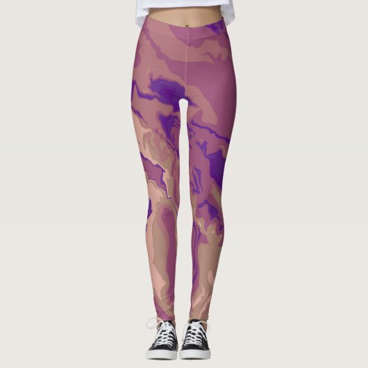 Kleurrijke  Marmeren Kleur Leggings (Voorkant)