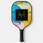 Kleurrijke Marmeren Monogram Naam Pickleball Paddle (Voorkant)