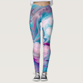 Kleurrijke marmeren stijl wervelingen leggings (Voorkant)