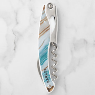 Kleurrijke marmeren textuur golvende patroon monog kurkentrekker