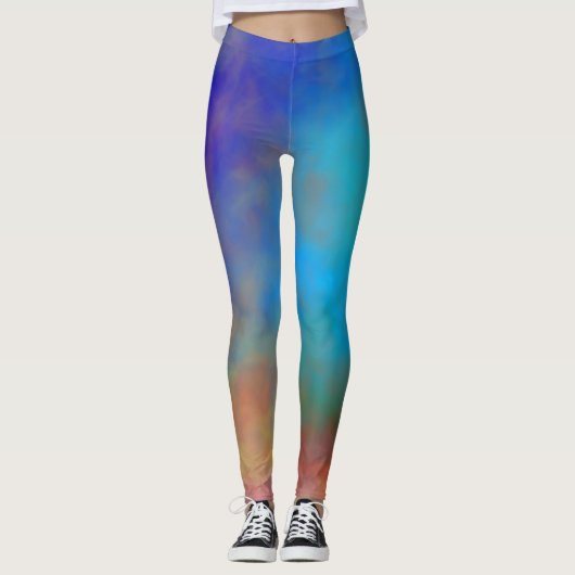 Kleurrijke marmeren wolken leggings (Voorkant)